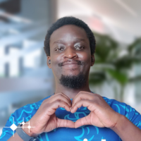 Allen Gbolahan, striking the 'Inspire Inclusion' pose